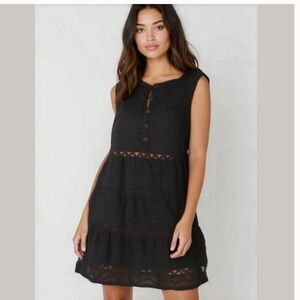 ANTHROPOLOGIE Ismene Black Tiered Sleeveless Textured Dress Size XL